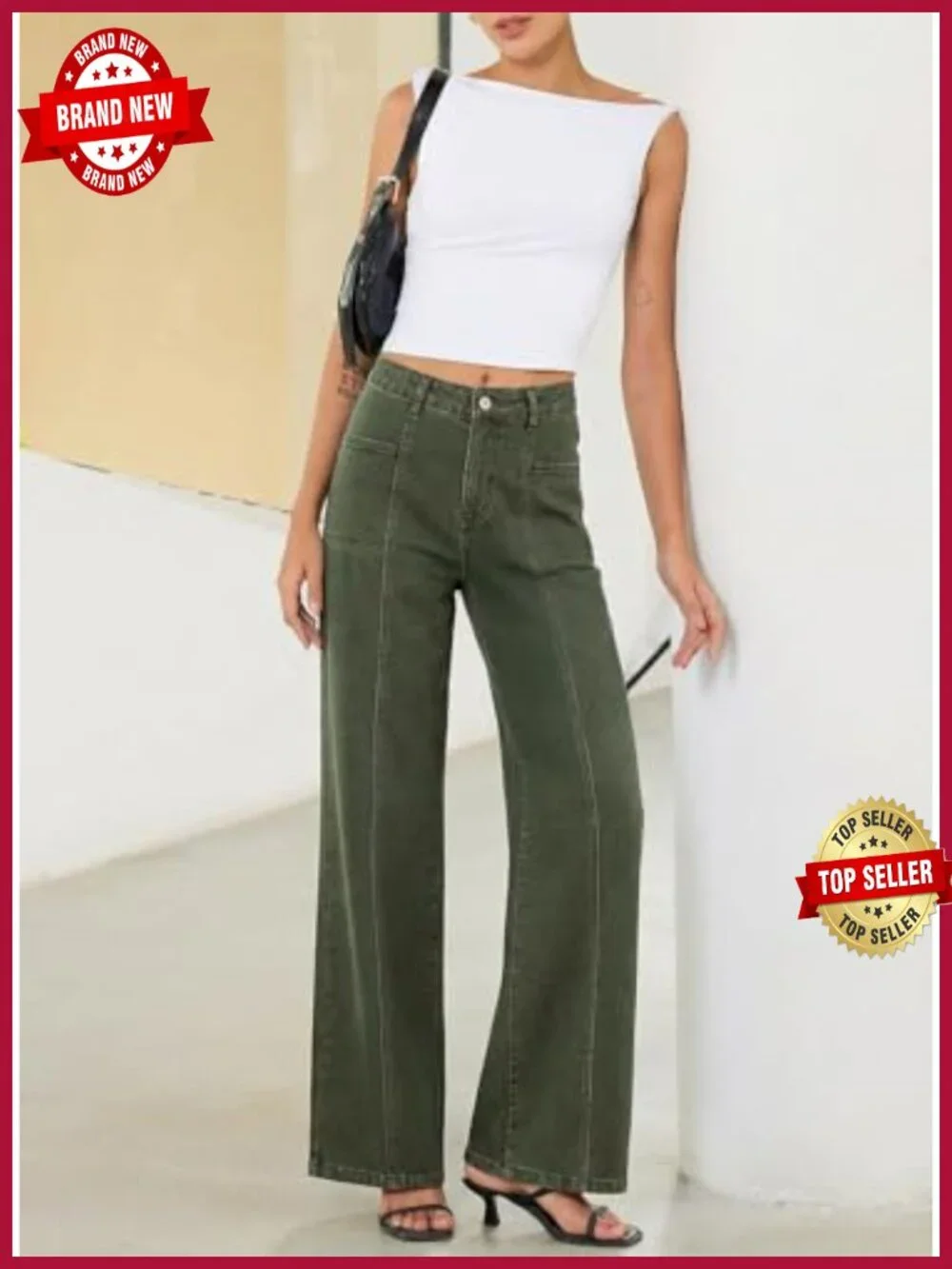 Women's High Waisted Wide Leg Jeans Stretchy Loose Fit Denim Pants Casual